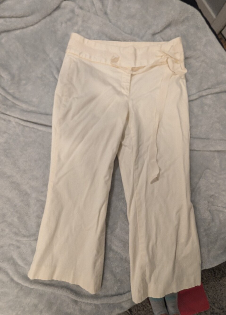 Banana Republic Cream Wide-Leg Tie-Waist Pants